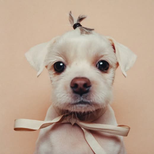 A small dog with a neat finished clip and a ribbon